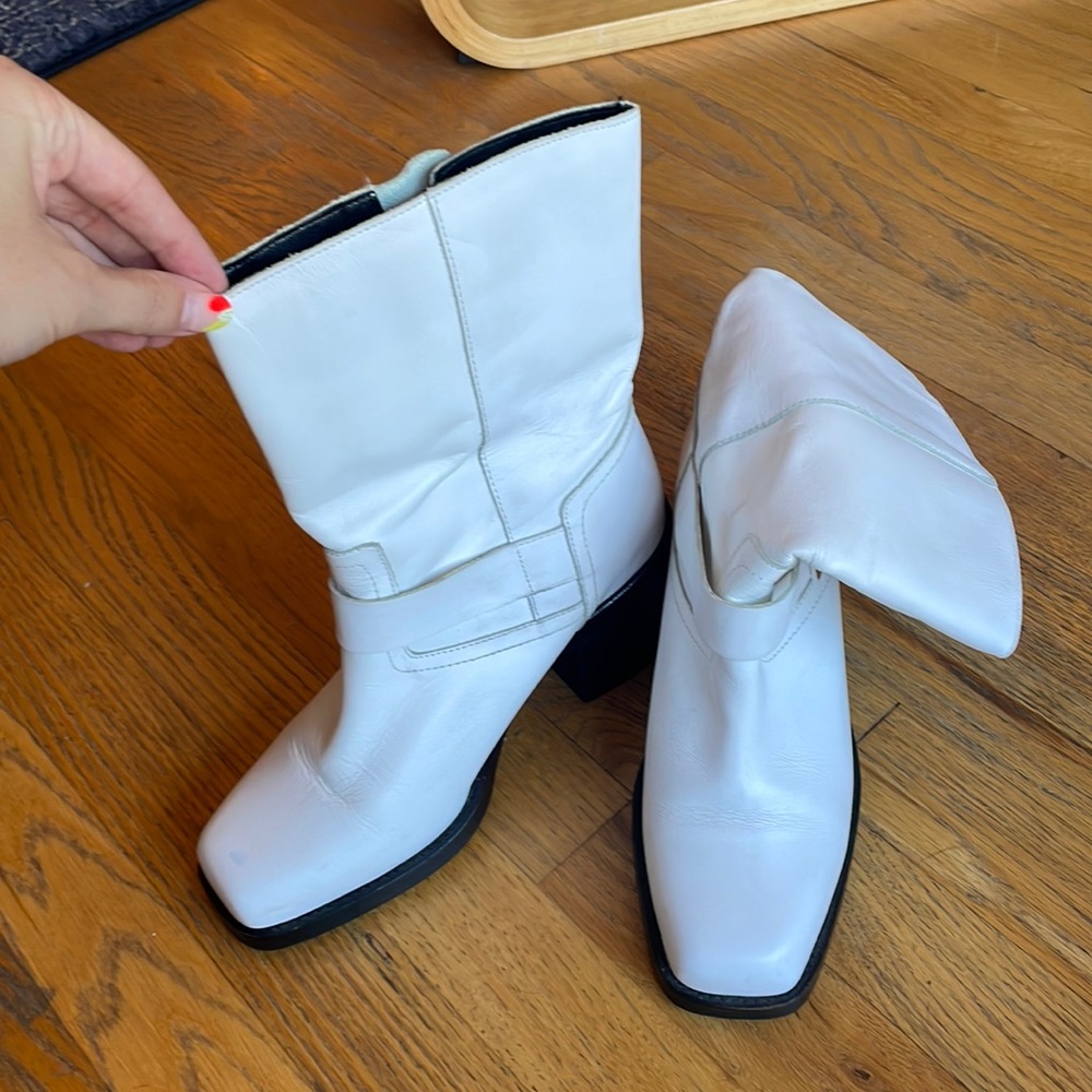 Intentionally Blank white square toed boots